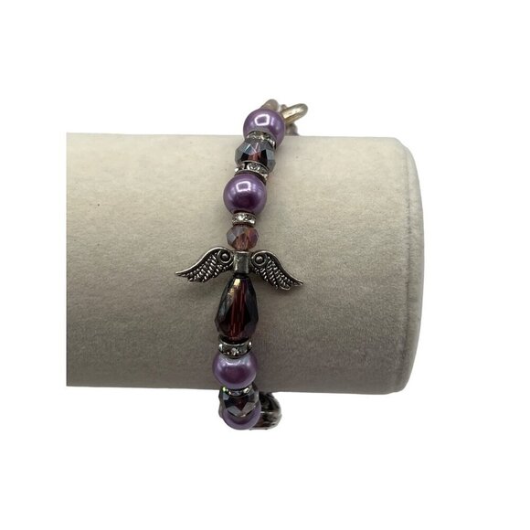 Vintage Napier Beaded Necklace & Bracelet Set With Purple & Silver Accents - Picture 10 of 12